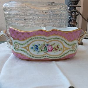 Porcelaine de Paris Draining Pink Vegetable Dish